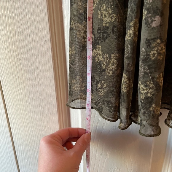 Social Collison Floral & Skeleton AOP Mesh Midi skirt - Green 💀💚 - Picture 13 of 13